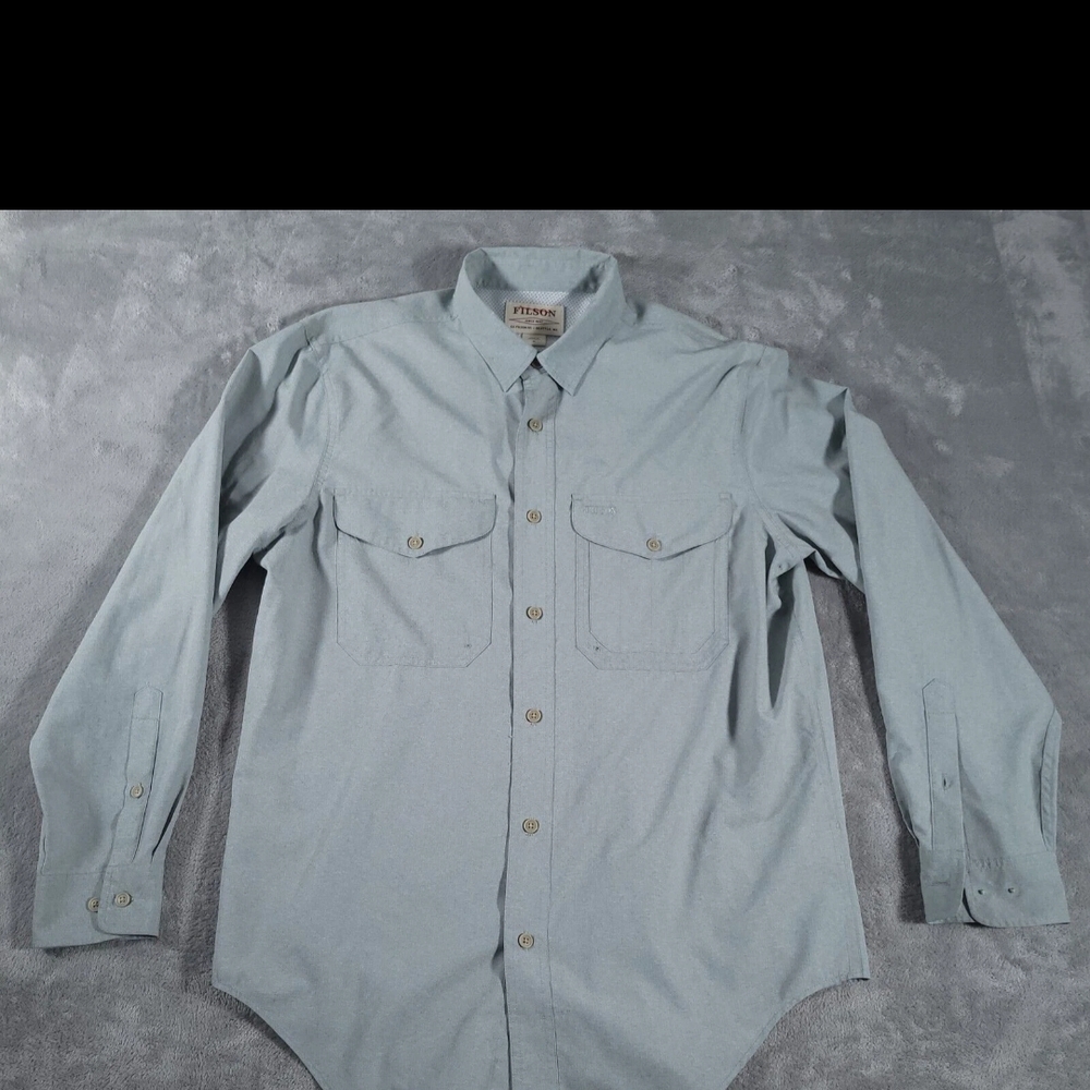 Filson Twin Lakes Sport Shirt Mens Medium Long Sleeve Lightweight Mint